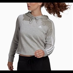 Adidas 3 Stripe French Terry Crop Hoodie
